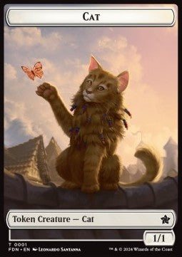 Cat Token (W 1/1) // Cat Token (W 2/2)⁣ - Magic: The Gathering Foundations: Tokens⁣ (Token)⁣ [T 1/2]