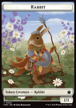 Rabbit Token (W 1/1) // Soldier Token (W 1/1)⁣ - Magic: The Gathering Foundations: Tokens⁣ (Token)⁣ [T 5/6]